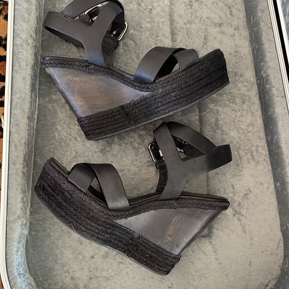 All Saints black wedge platform sandals - Picture 6 of 13
